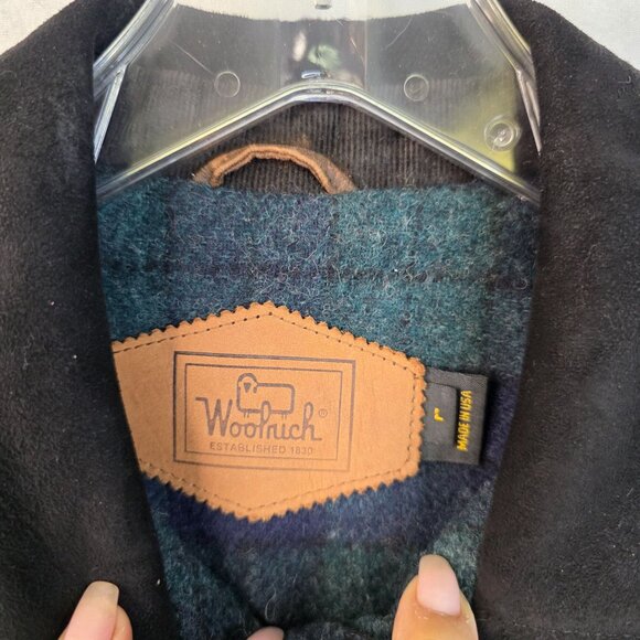 Woolrich Womens Wool Black Watch Tartan Plaid Barn Jacket L USA 90s Deadstock - Picture 2 of 10